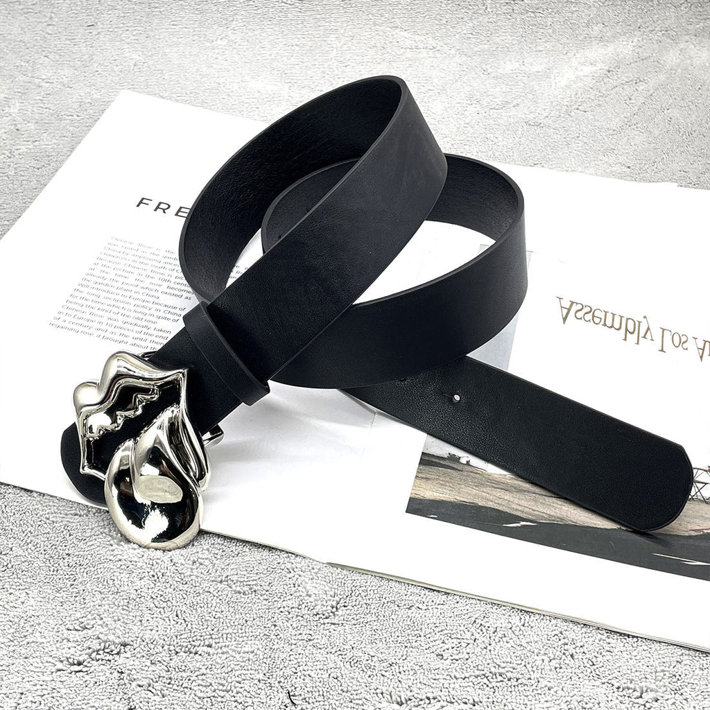 Chh Chrome Heart Belt Big Tongue Buckle Lychee Pattern