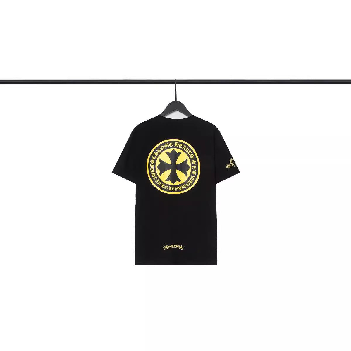 CHH Chrome Heart T Shirts Sanskrit Large Logo Cross Print Short Sleeve T-Shirt